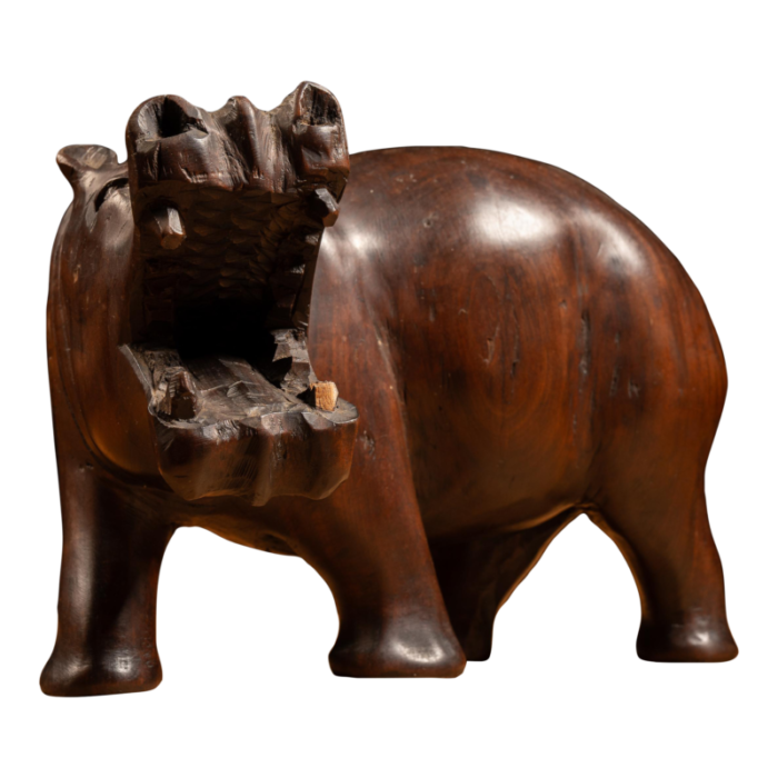 vintage carved hippopotamus sculpture 2363