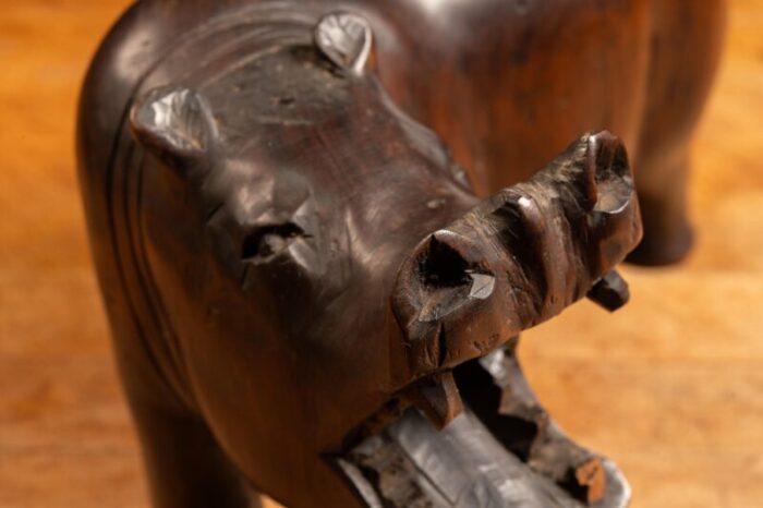 vintage carved hippopotamus sculpture 4976