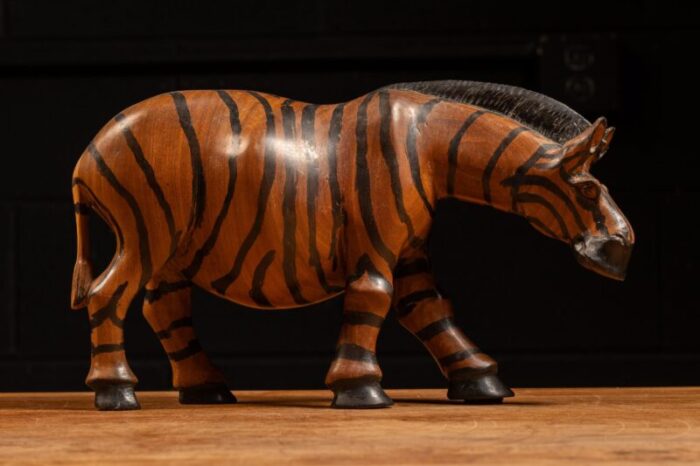 vintage carved zebra sculpture 2768