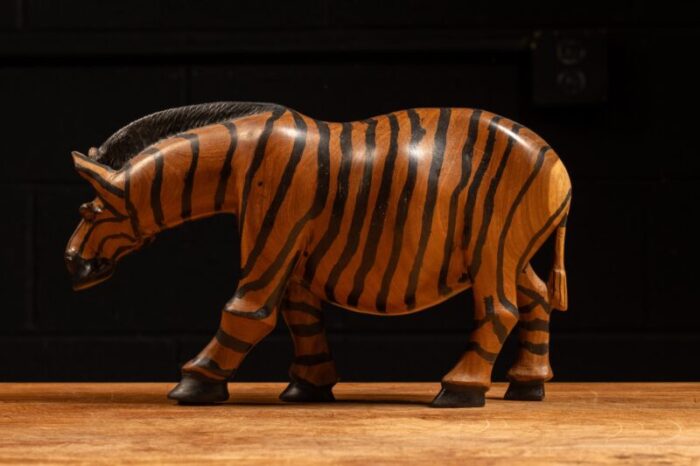 vintage carved zebra sculpture 7374