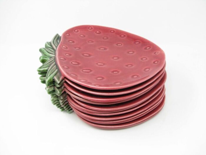 vintage cemar california pottery strawberry salad plates 12 pieces 6556