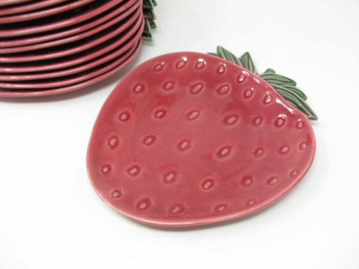 vintage cemar california pottery strawberry salad plates 12 pieces 7005