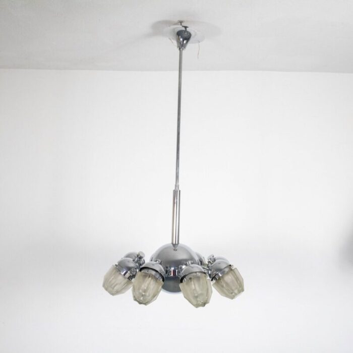 vintage chrome glass pendant light 19