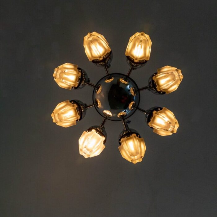 vintage chrome glass pendant light 4