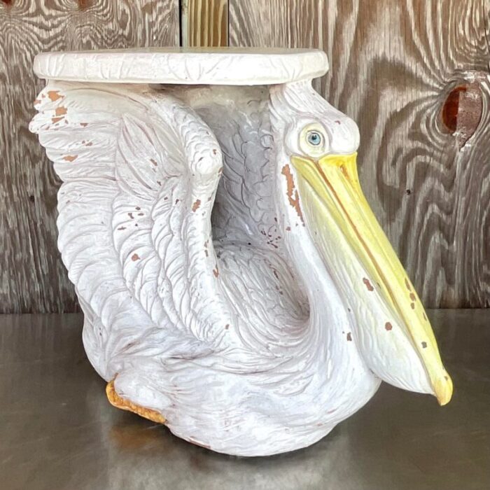 vintage coastal italian ceramic pelican low stool 1760