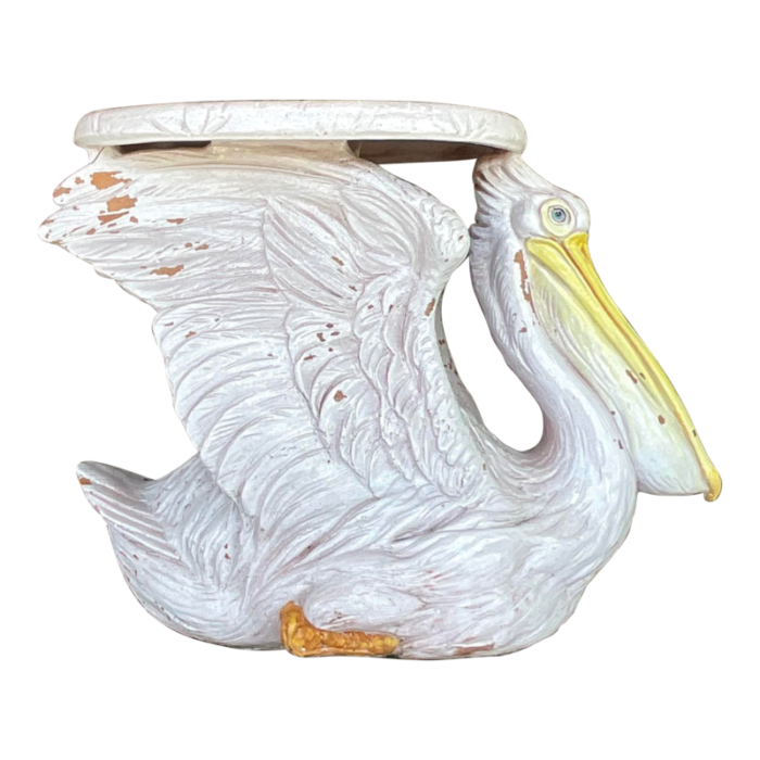 vintage coastal italian ceramic pelican low stool 4946