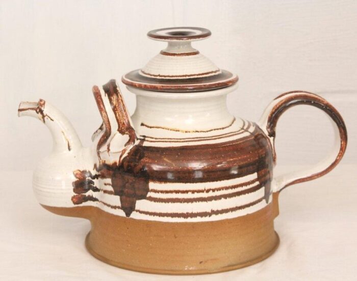 vintage danish karin and erling heerwagen hand painted and glazed tea pot 1059