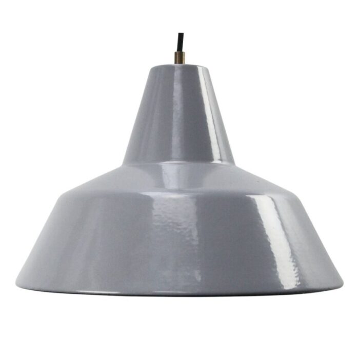 vintage dutch industrial grey enamel hanging lamp from philips 1