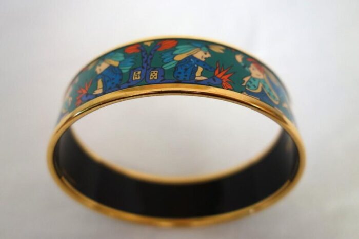 vintage enamel and gold bangle bracelet from hermes 1980s 4001