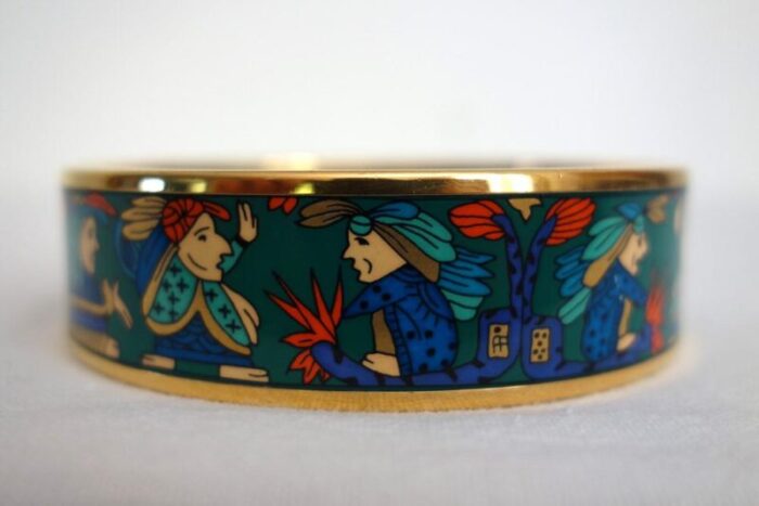 vintage enamel and gold bangle bracelet from hermes 1980s 6002