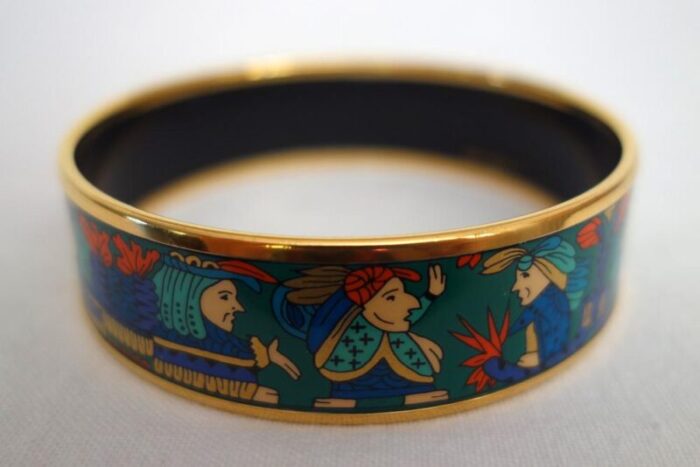 vintage enamel and gold bangle bracelet from hermes 1980s 6537