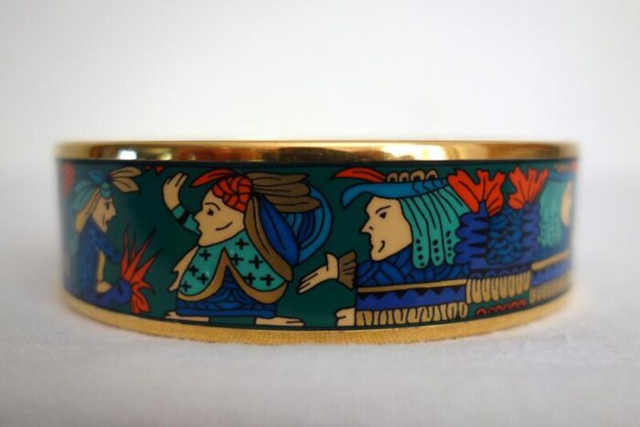 vintage enamel and gold bangle bracelet from hermes 1980s 8164