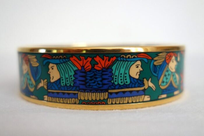 vintage enamel and gold bangle bracelet from hermes 1980s 9266