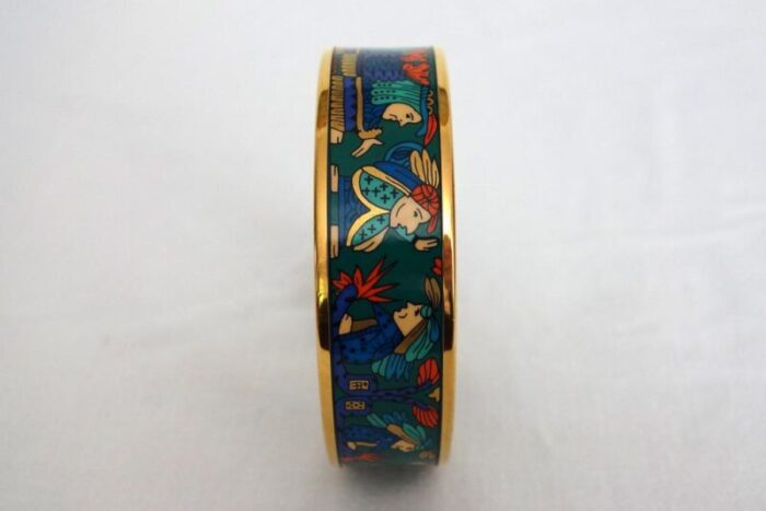 vintage enamel and gold bangle bracelet from hermes 1980s 9708