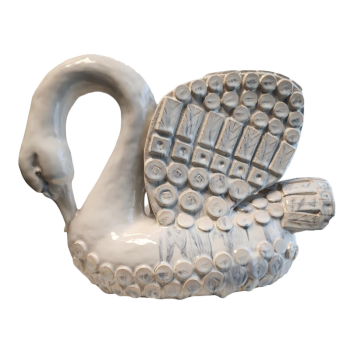 vintage english studio pottery swan sculpture 0900