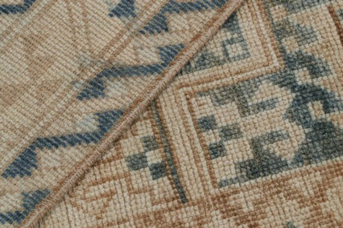 vintage ersari rug with beige brown and blue geometric medallion from rug and kilim 2655