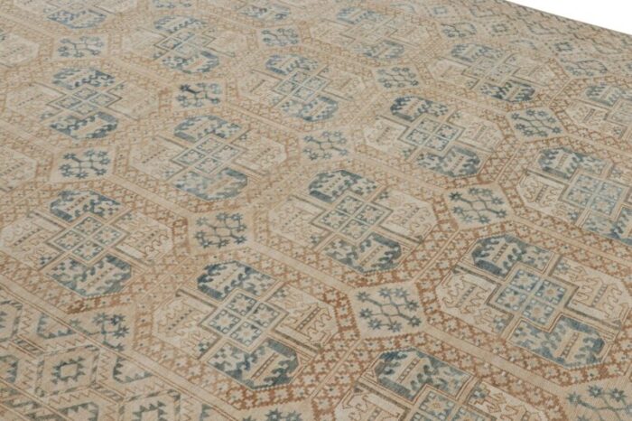 vintage ersari rug with beige brown and blue geometric medallion from rug and kilim 5172