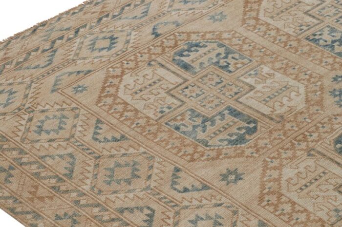 vintage ersari rug with beige brown and blue geometric medallion from rug and kilim 5975