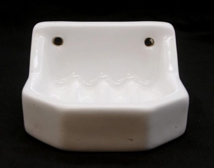 vintage european ceramic white soap dish 8937