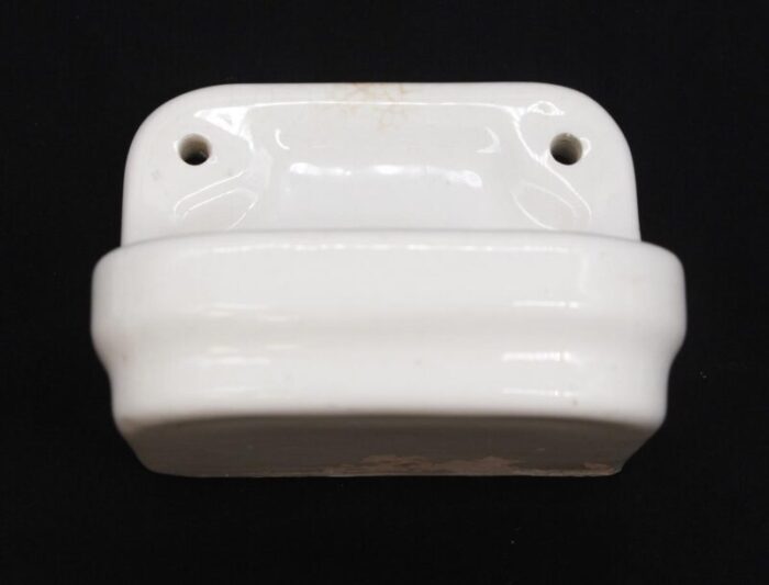 vintage european crackled glaze white ceramic soap dish 7819