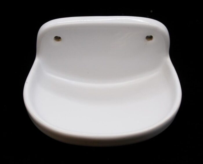 vintage european white ceramic curved soap dish 4191