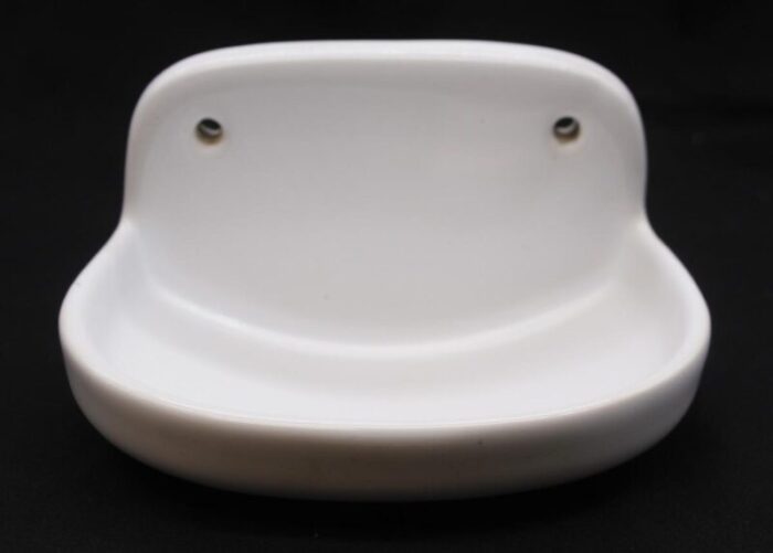 vintage european white ceramic curved soap dish 6119