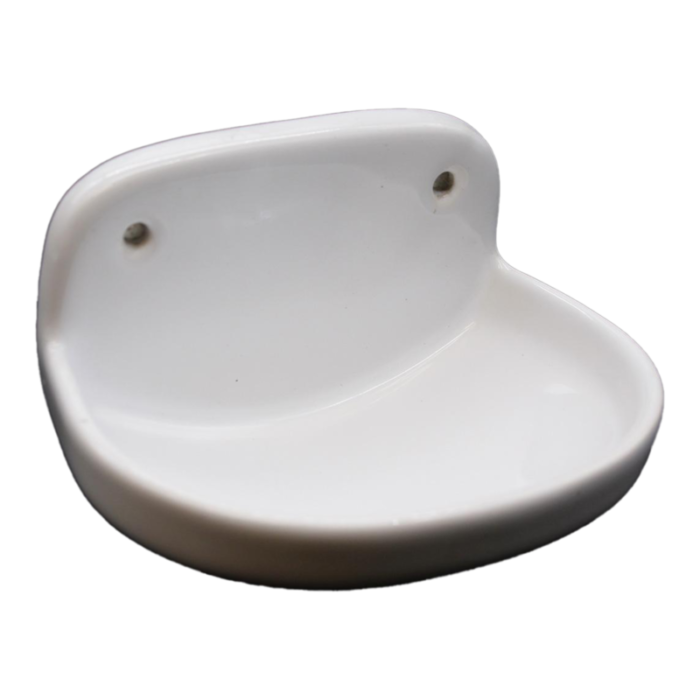 vintage european white ceramic curved soap dish 8754