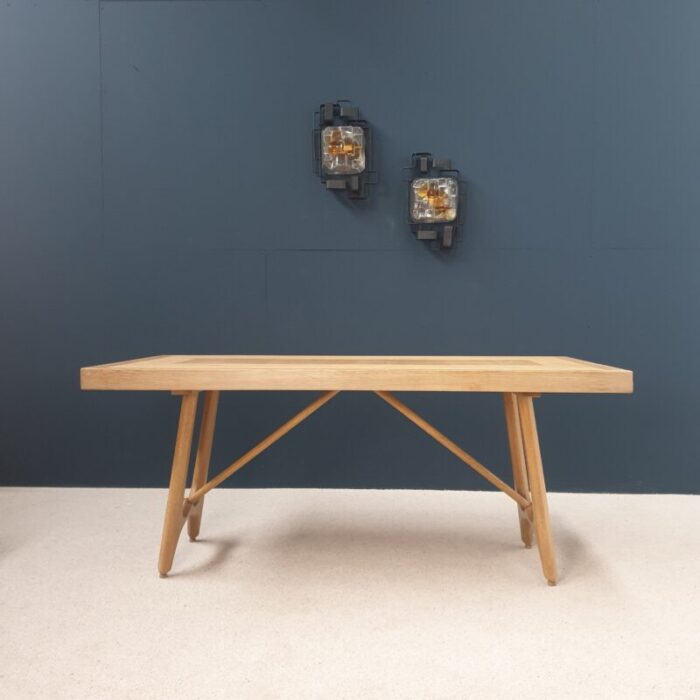 vintage extendable oak dining table by guillerme and chambron for votre maison 1950s 6804