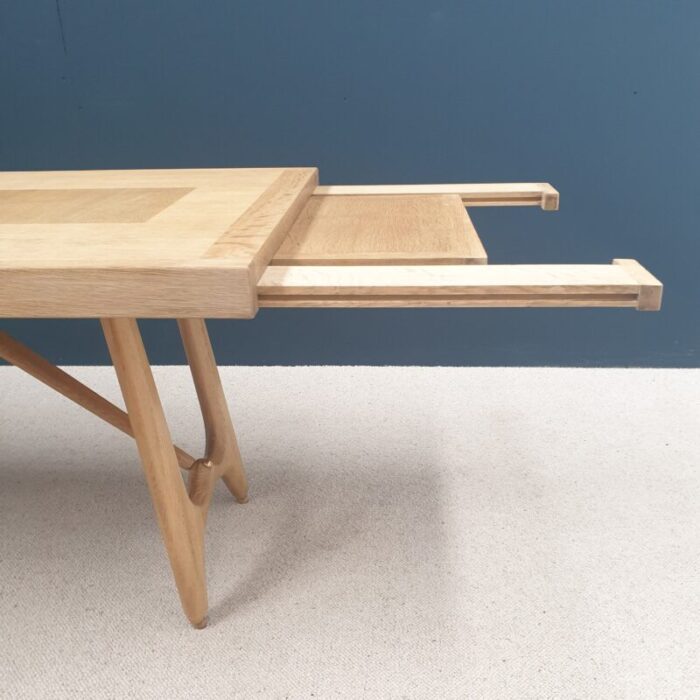 vintage extendable oak dining table by guillerme and chambron for votre maison 1950s 7826