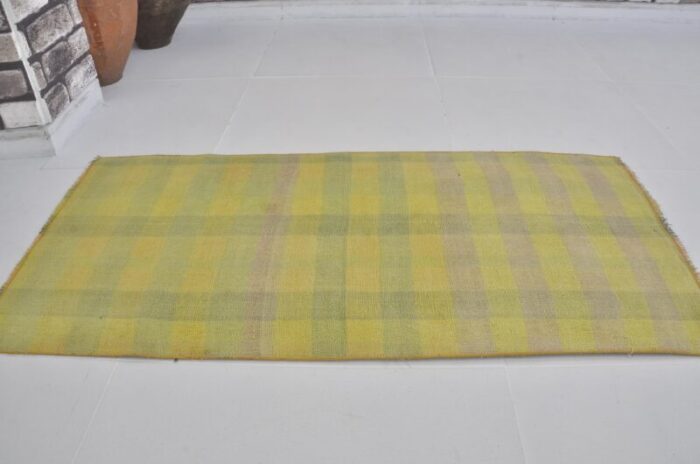 vintage geometric yellow kilim rug 1960 6450