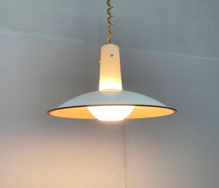 vintage german space age glass and metal pendant lamp from glashuette limburg 19