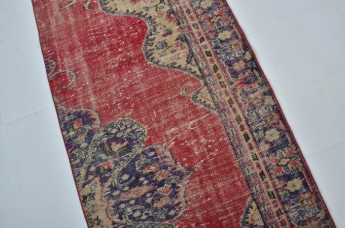 vintage handmade wool runner rug 1960s 7517