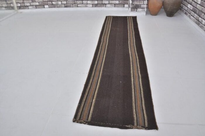 vintage handwoven decorative wool runner rug 1960s 4371