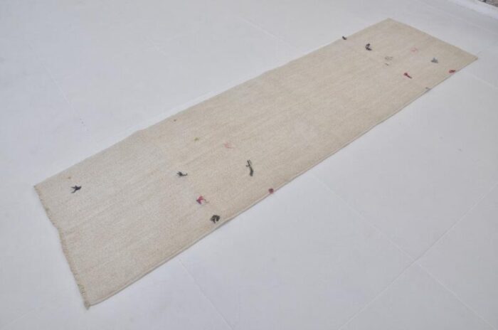 vintage handwoven white hemp rug 1960s 1658