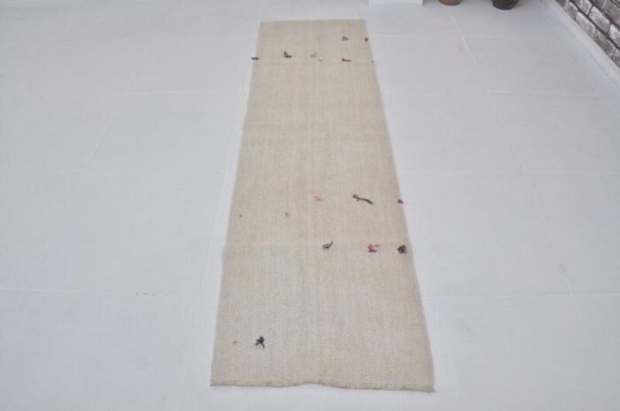 vintage handwoven white hemp rug 1960s 5062