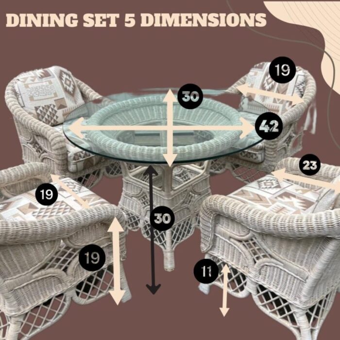 vintage henry link white wicker dining table and 6 chairs with upholstered southwest aztec cushions 6635