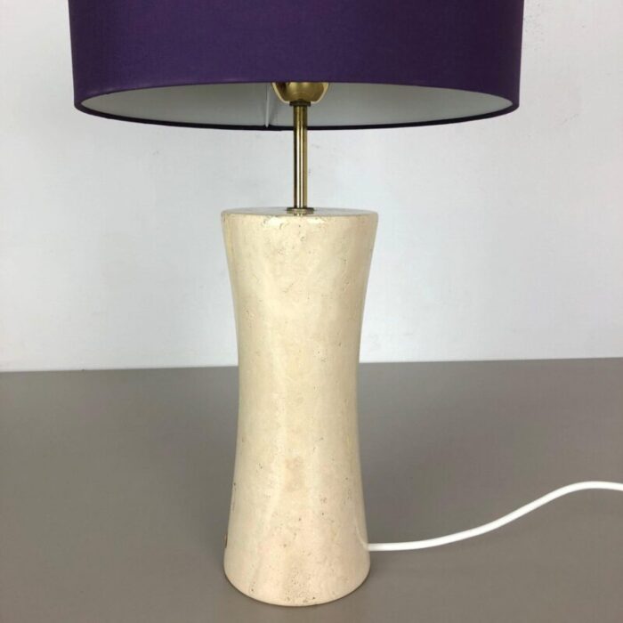 vintage hollywood regency travertine marble light base italy 1970s 3