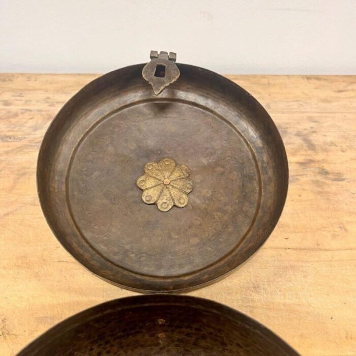 vintage indian brass chapati container 0443