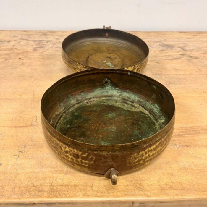 vintage indian brass chapati container 1503