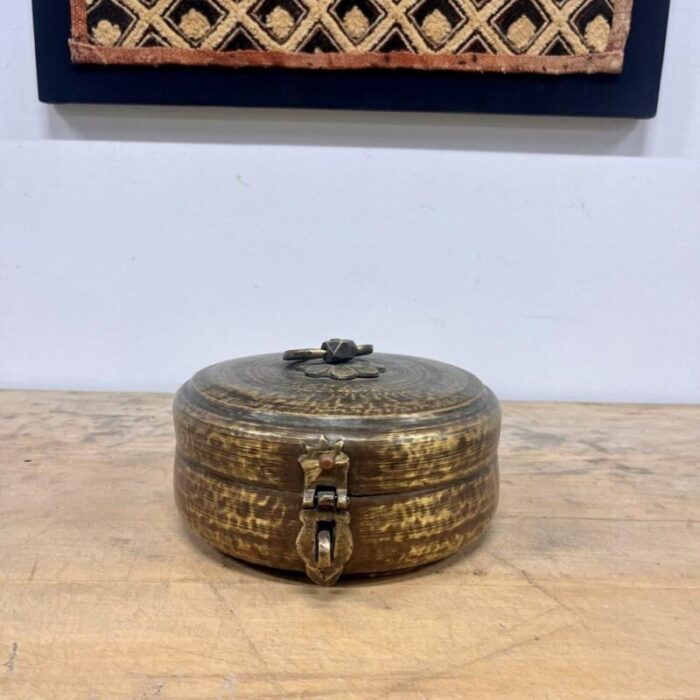 vintage indian brass chapati container 2904