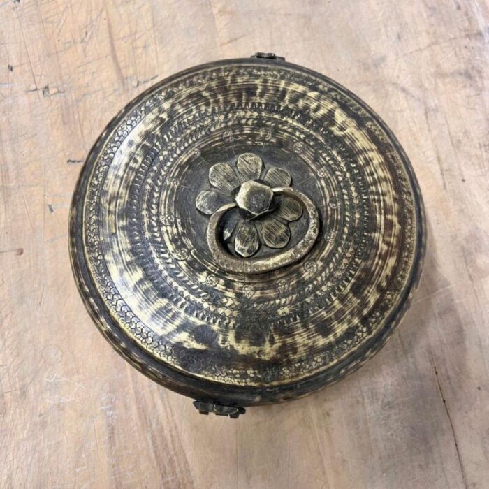 vintage indian brass chapati container 4814