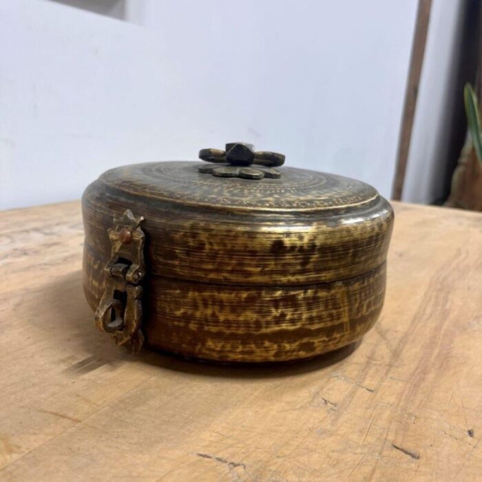 vintage indian brass chapati container 5087