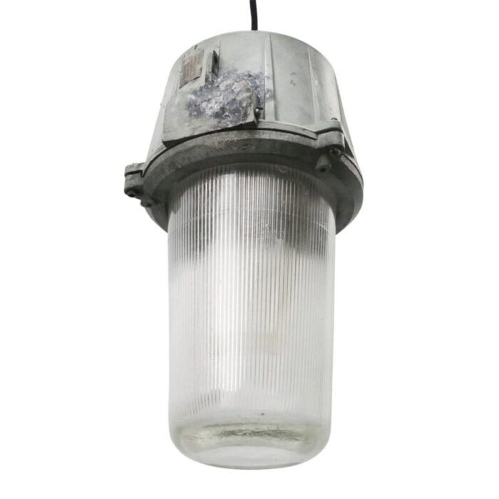 vintage industrial grey metal striped glass pendant lights 3