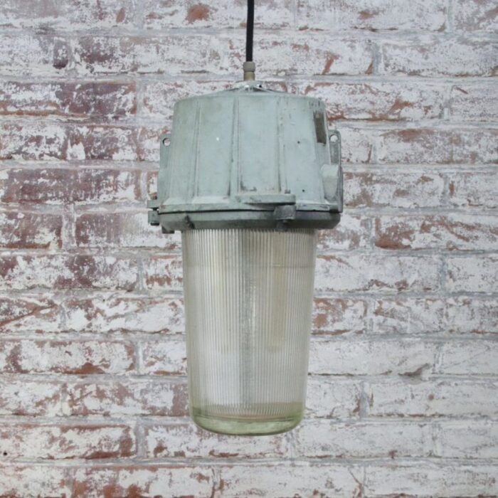 vintage industrial grey metal striped glass pendant lights 6