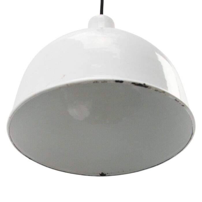 vintage industrial white enamel factory hanging light pendant 3