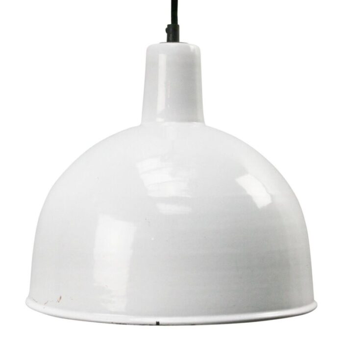 vintage industrial white enamel factory hanging light pendant 4