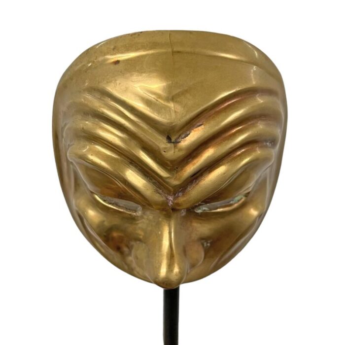 vintage italian brass miniature opera mask on custom stand 0810