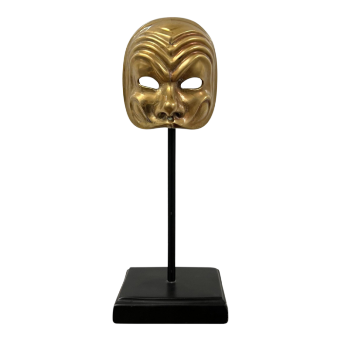 vintage italian brass miniature opera mask on custom stand 2587