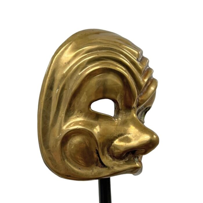 vintage italian brass miniature opera mask on custom stand 6276