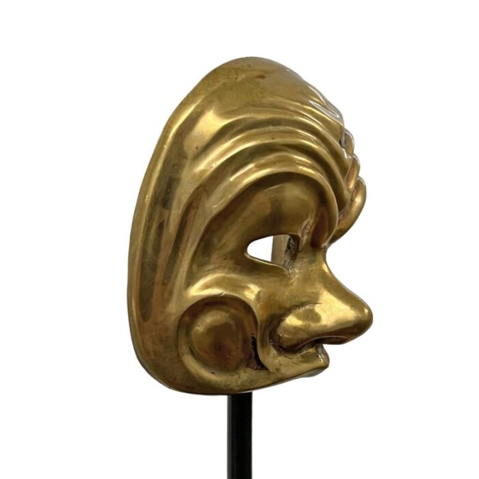 vintage italian brass miniature opera mask on custom stand 6582